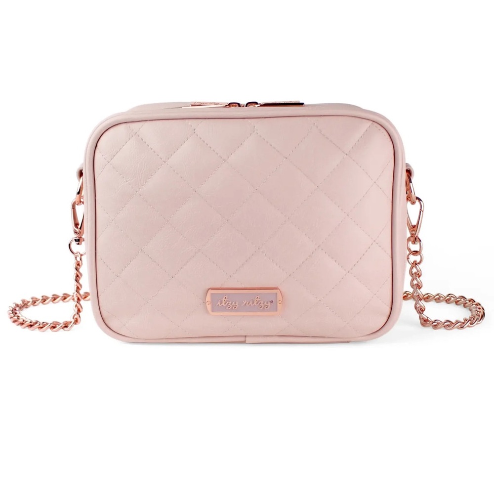 Itzy Ritzy Blush Pink Double Take Crossbody Diaper Bag Quilted Vegan Leather